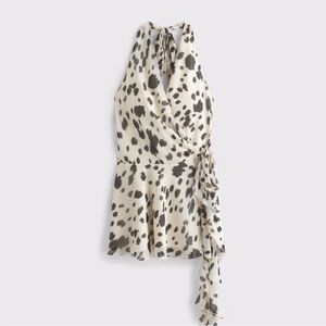 Abercrombie & Fitch A&F Draped Halter Mini Dress cow print M EUC
